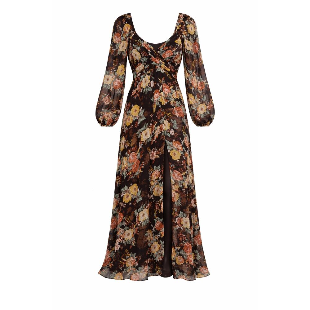 Silk Floral Wrap Maxi Dress Long Sleeve Lagenlook Boho Cottagecore Festival 4